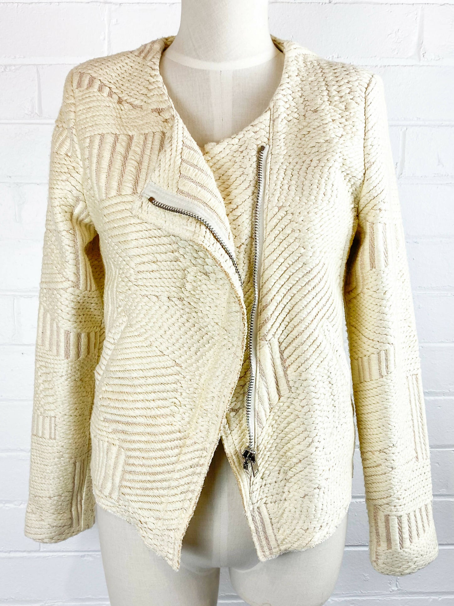 IRO Size 40 Cream and Rose-Gold Bouclé Blazer