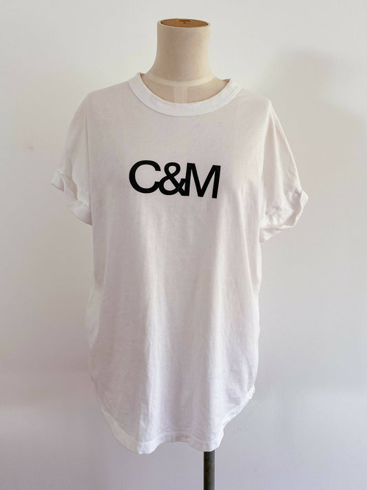 C&M Camilla and Marc Size 8 White Cotton Tee