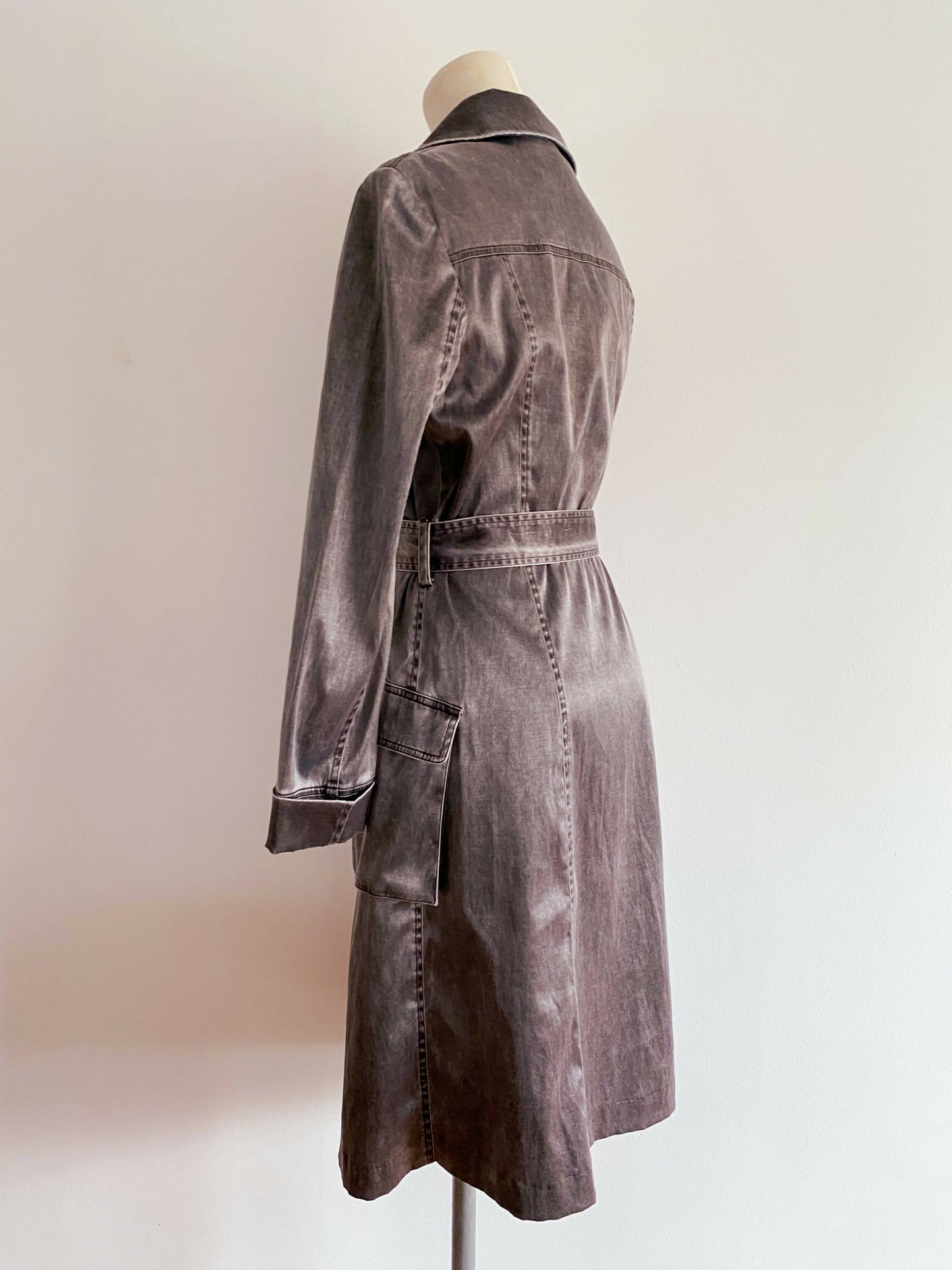 Seduce Size 12 Grey Sateen Trench Coat