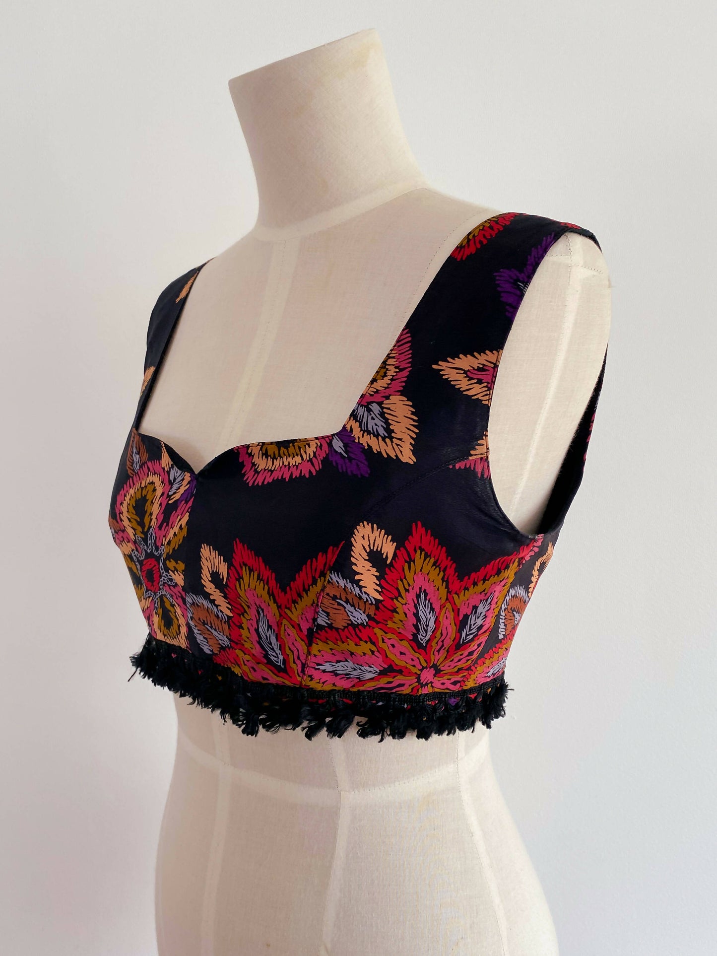 Byblos Size 42 Multicoloured Silk Cropped Top