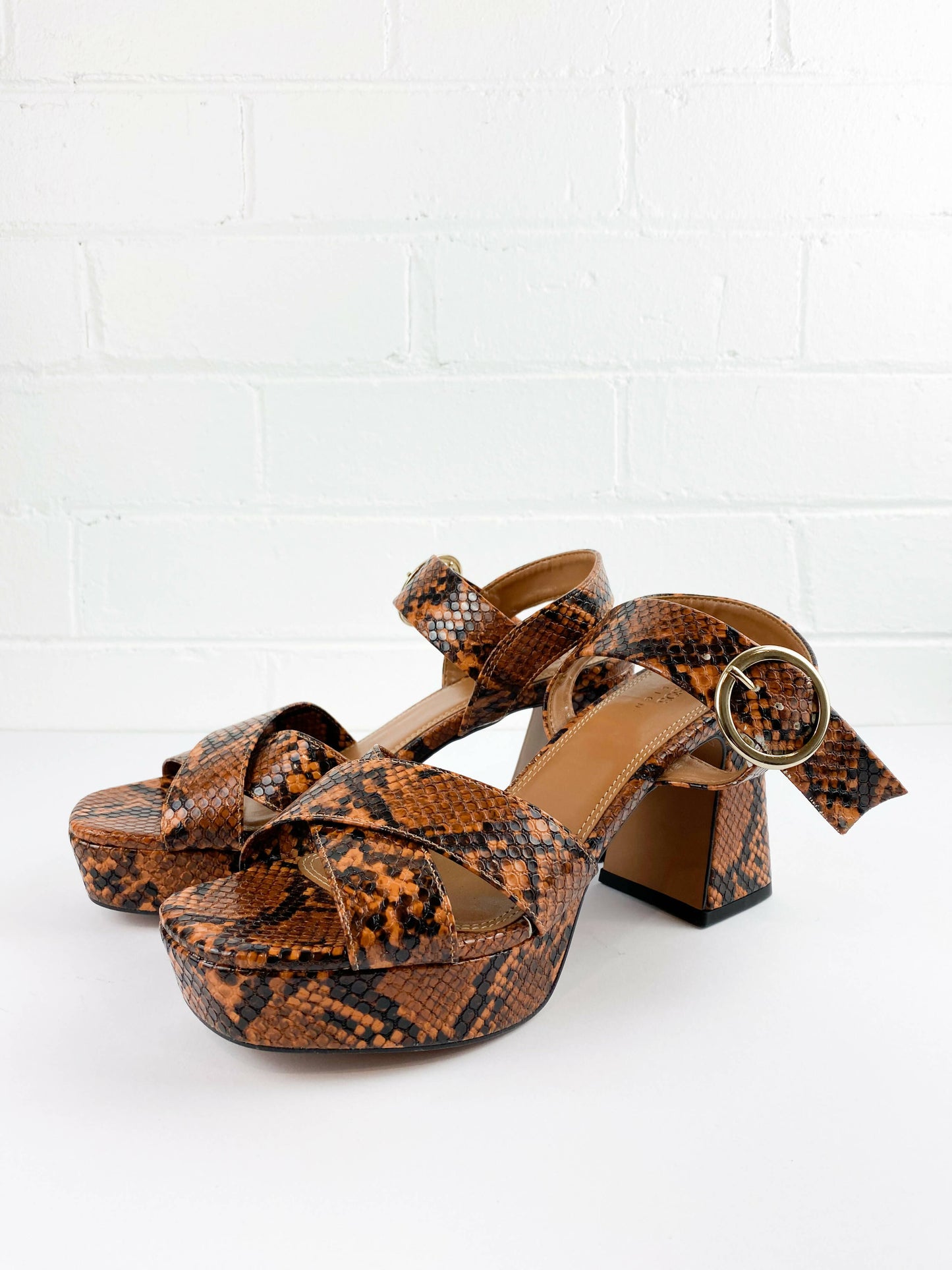 Asos Design Snake-Effect Platform Sandals