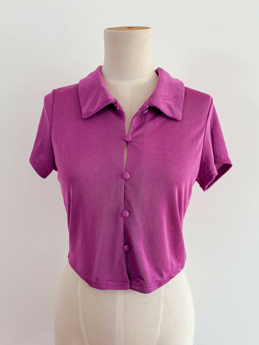 Beginning Boutique Large Cropped Purple Top