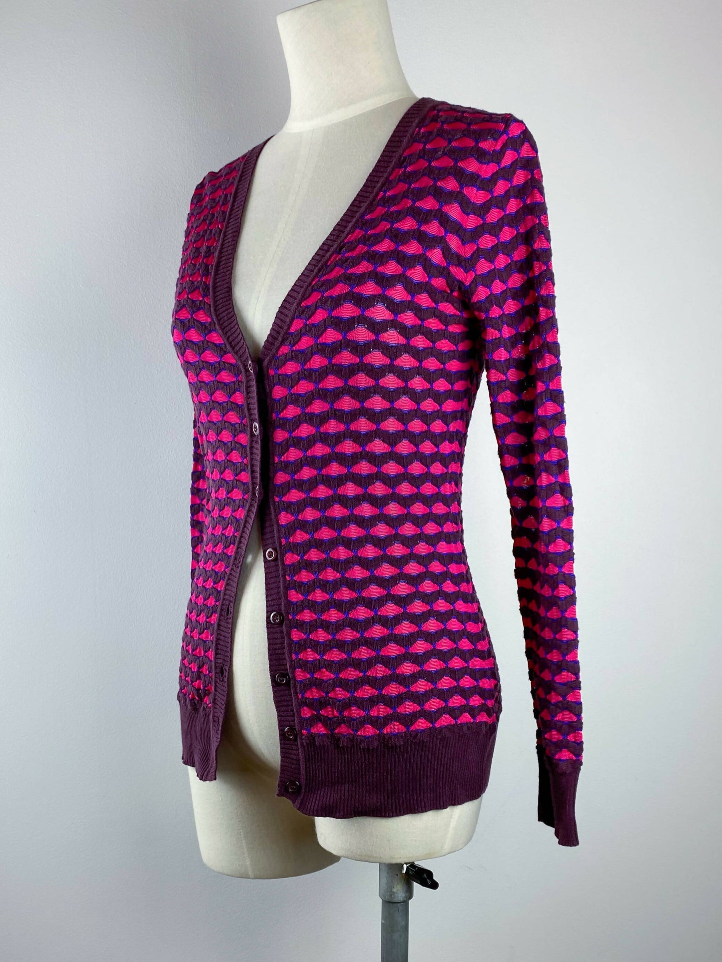 Missoni Size L Intarsia Merino Wool Cardigan