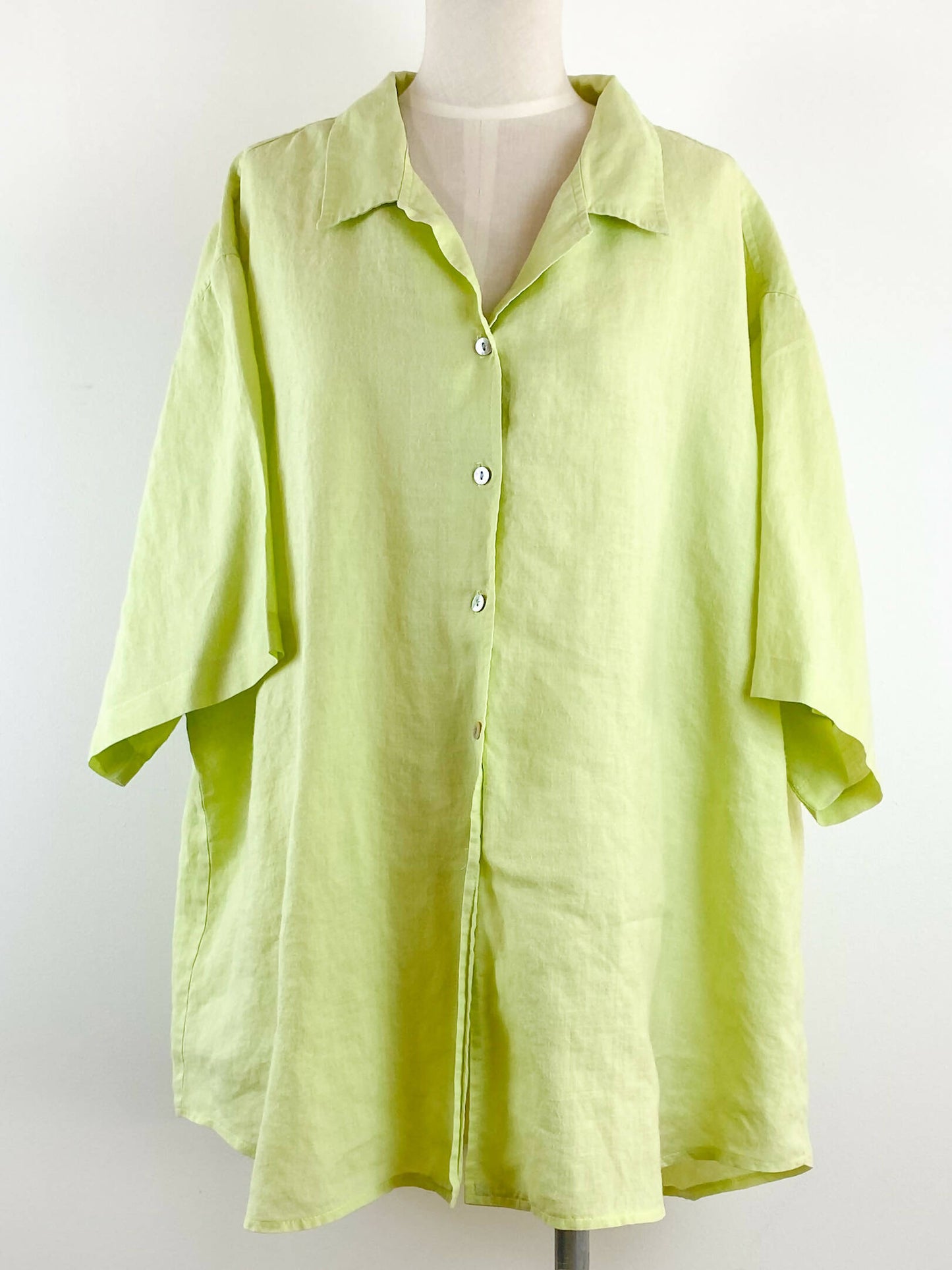 NOW Size 24 Lime-Green Ramie Shirt