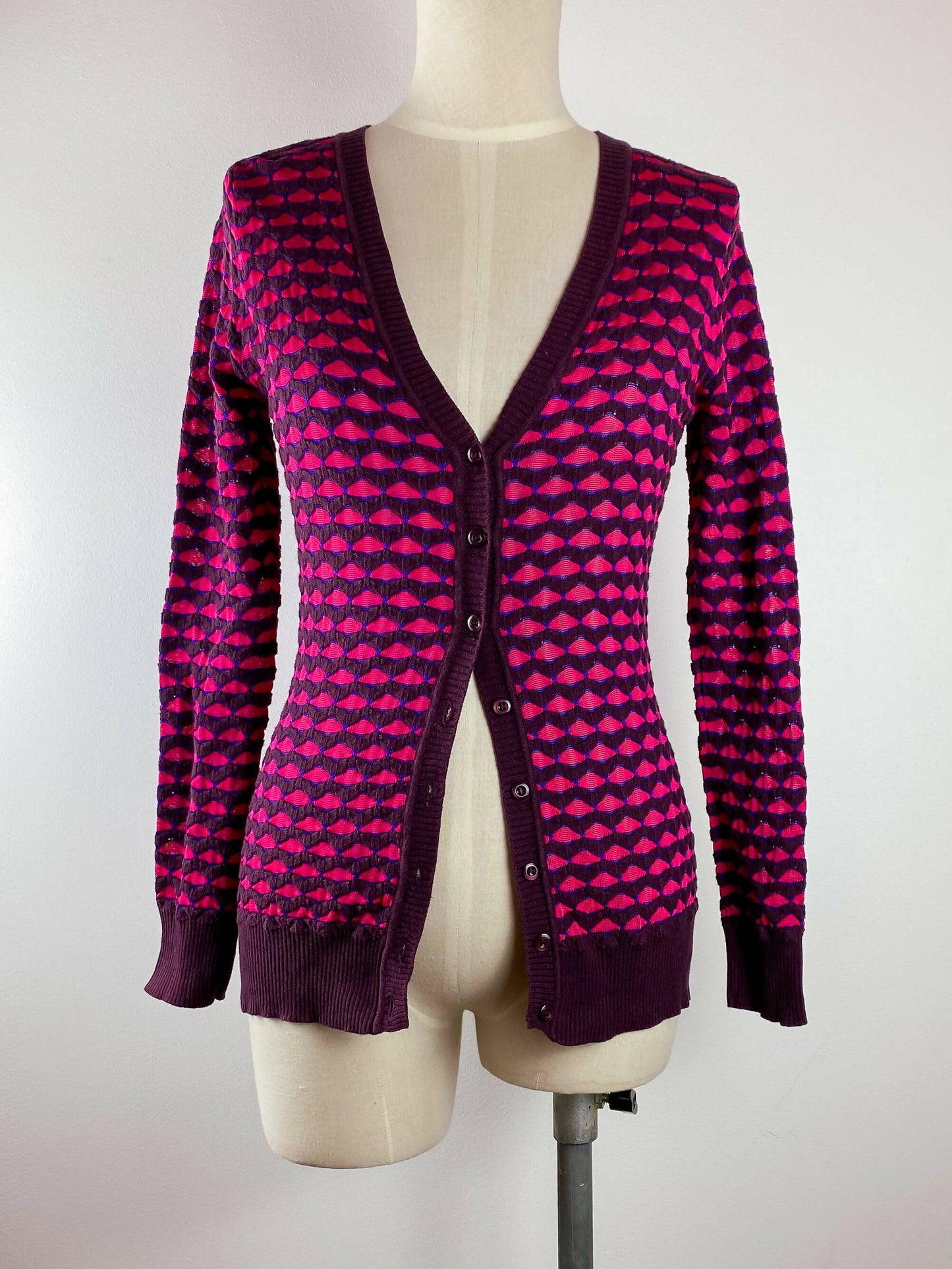 Missoni Size L Intarsia Merino Wool Cardigan