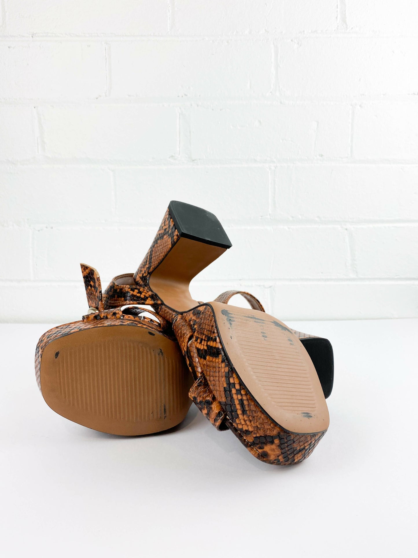 Asos Design Snake-Effect Platform Sandals