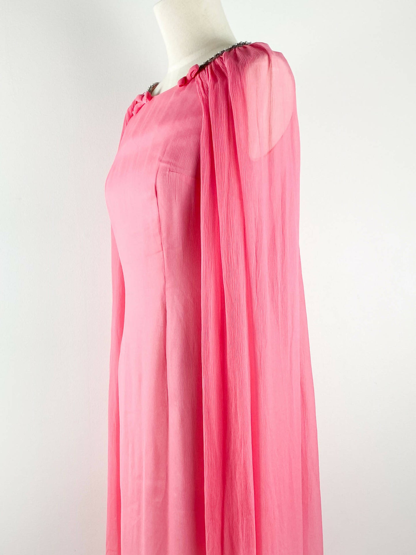 Embellished Pink Chiffon Gown