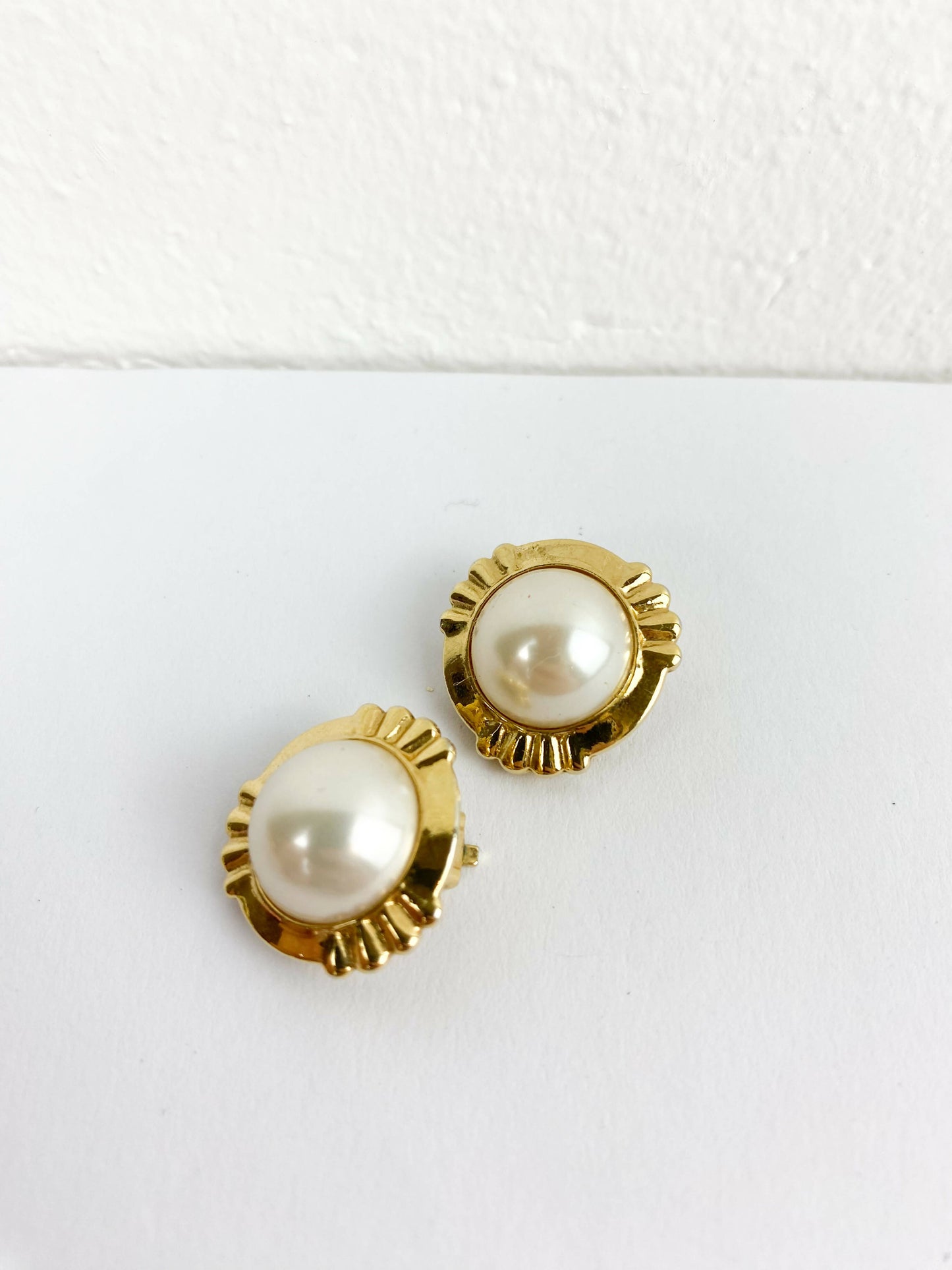 Faux Pearl and Gold-Tone Clip-On Earrings