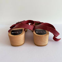 funkis Size 38 Burgundy Leather Clogs