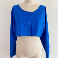 Blue Jacquard Cropped Top