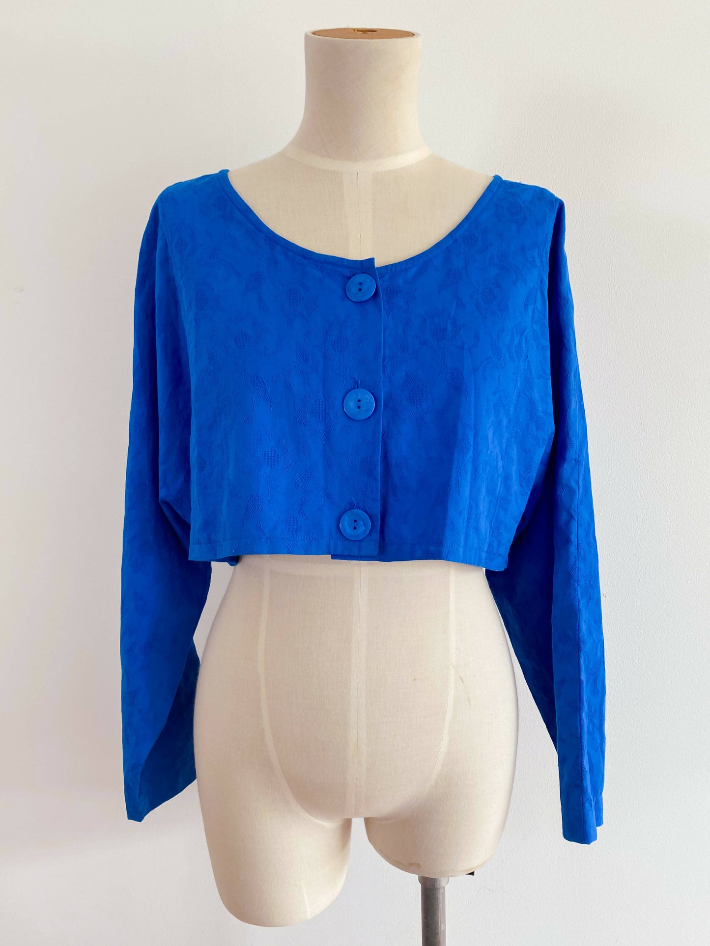 Blue Jacquard Cropped Top