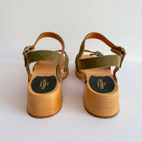 Swedish Hasbeens Size 38 Olive Suede Clogs