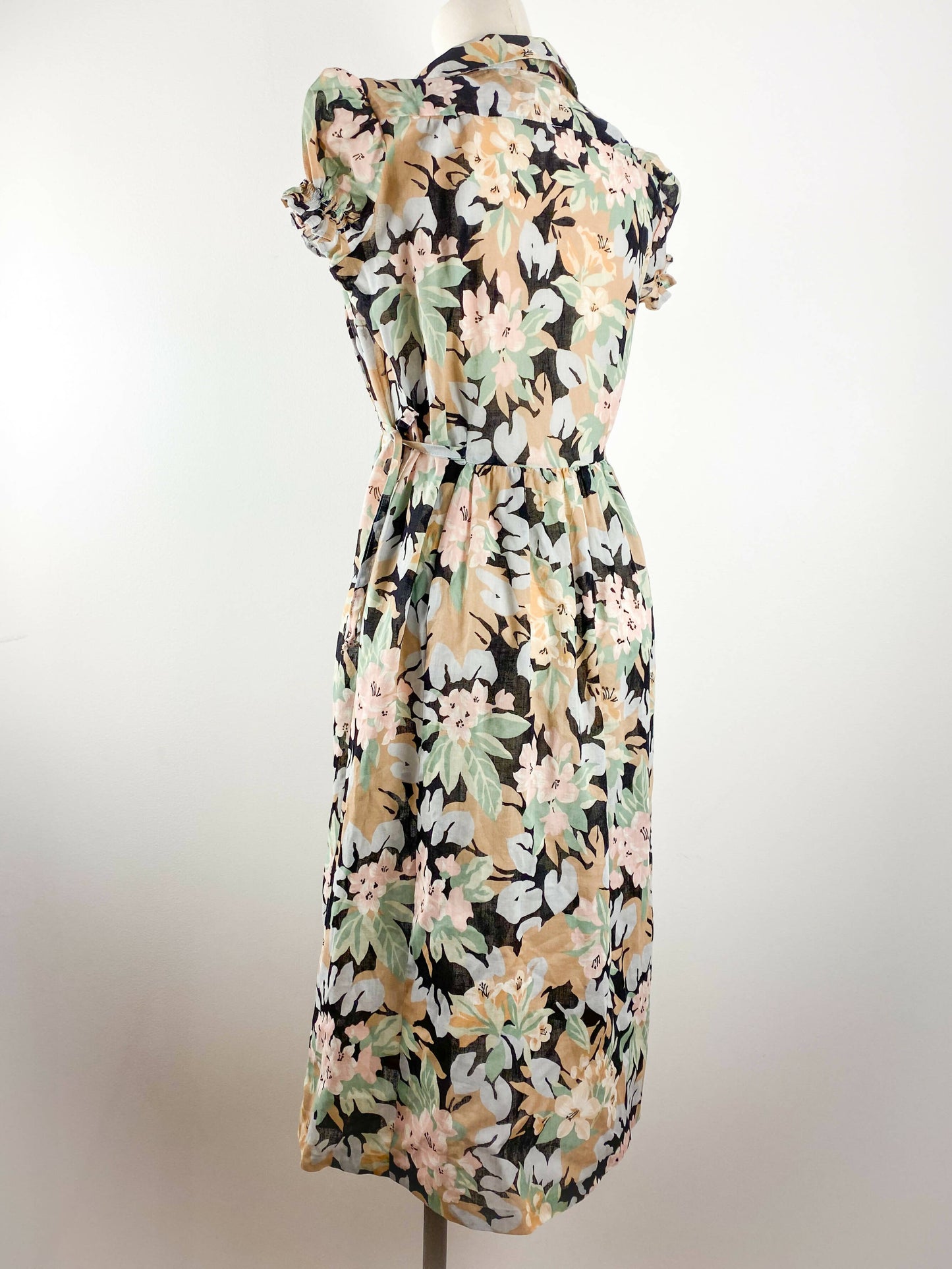 Lemon Size 10 Floral-Print Cotton Midi Dress