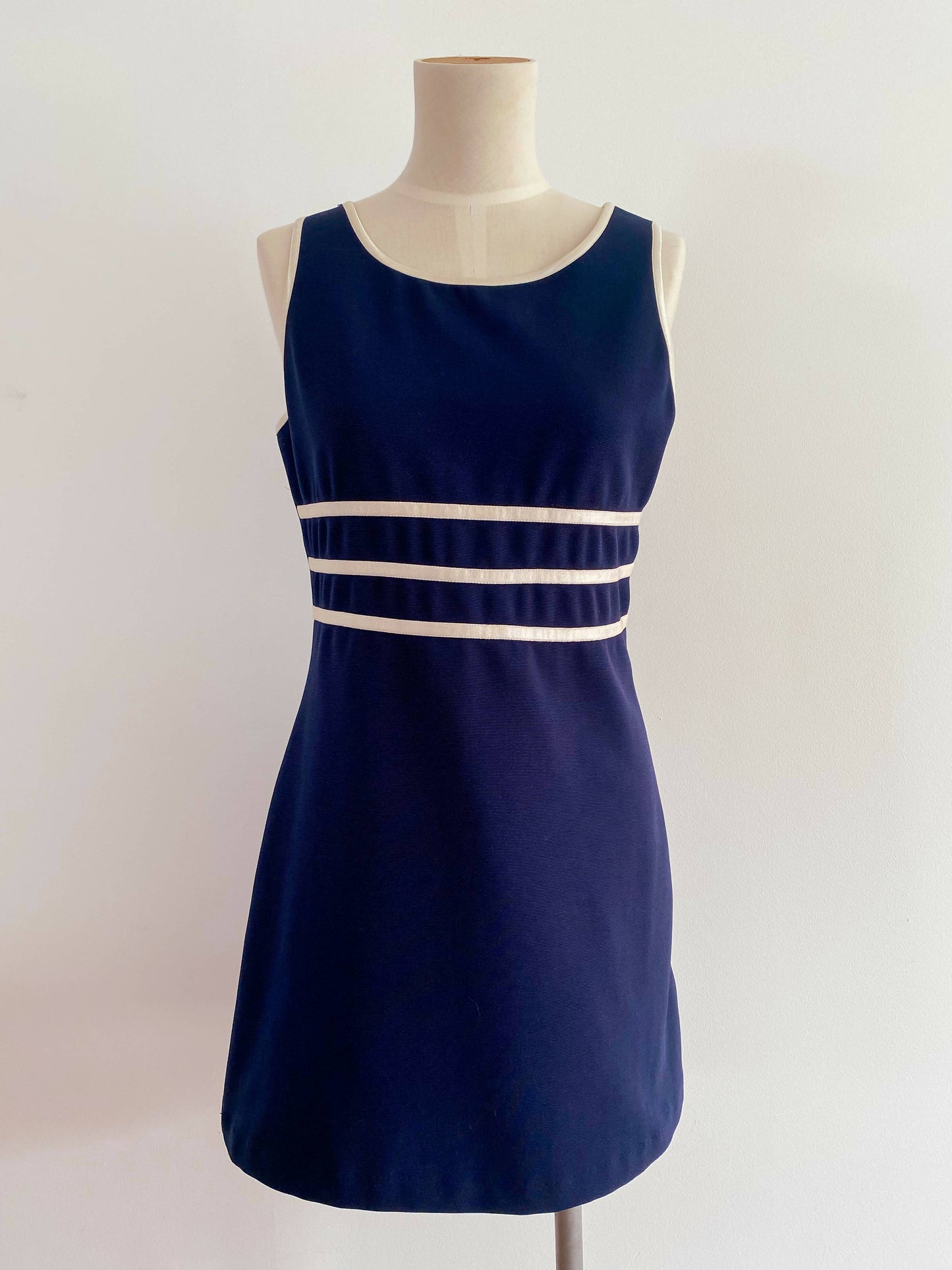 Crystal USA Size 10 Striped Navy Mini Dress