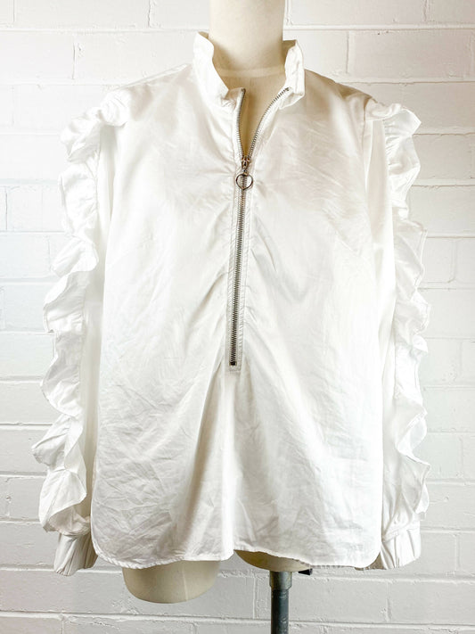 H&M Size 38 Ruffled Cotton Shirt