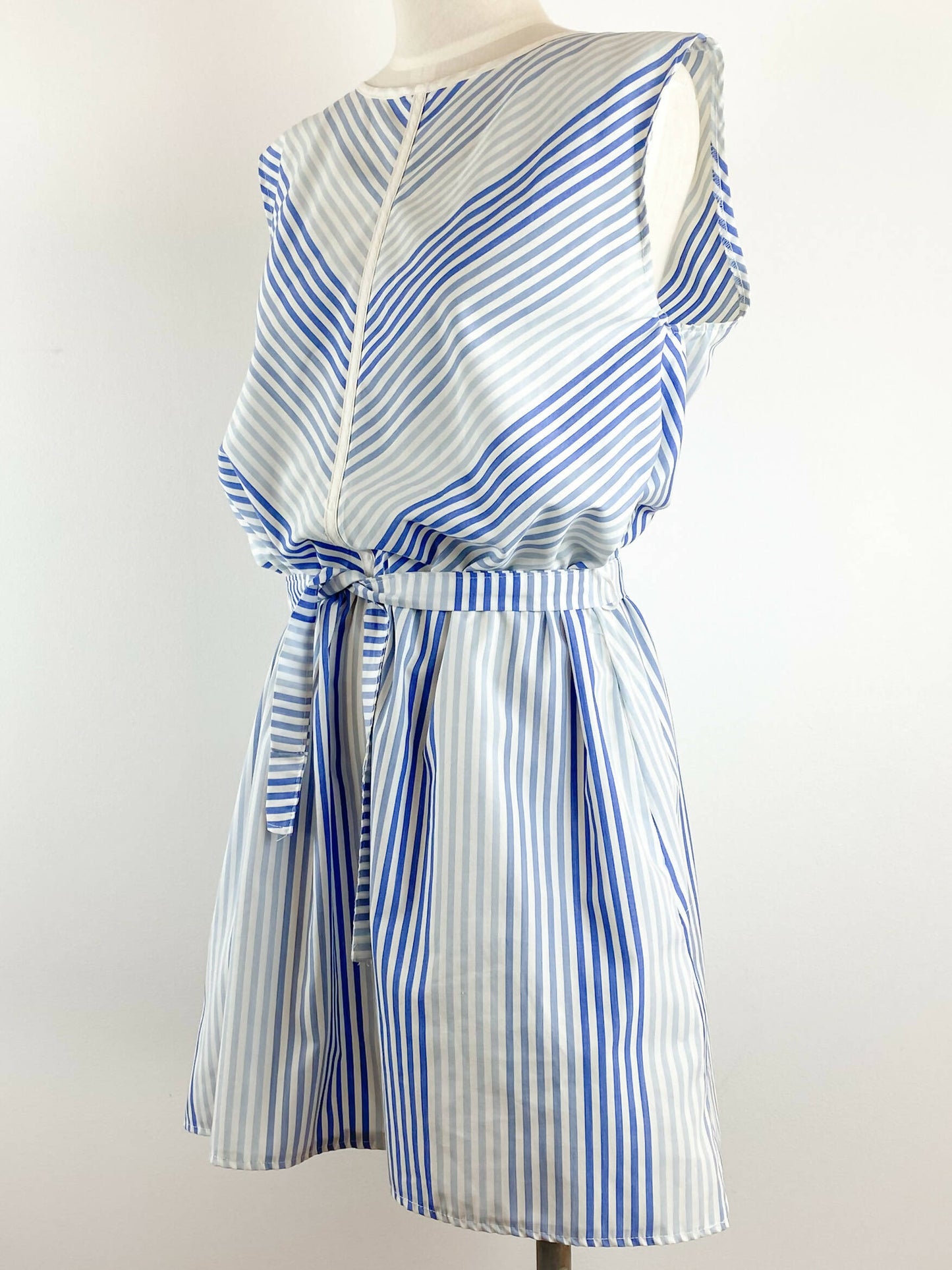 Striped Blue Cotton-Blend Dress