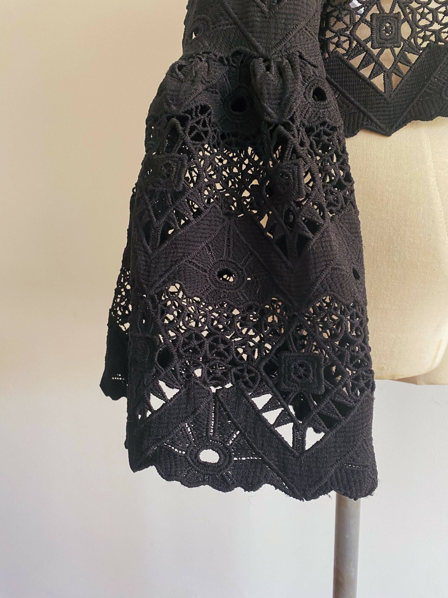 Seed Size 12 Black Lace Bell-Sleeve Top