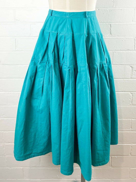 Size 8 Pleated Emerald-Green Midi Skirt