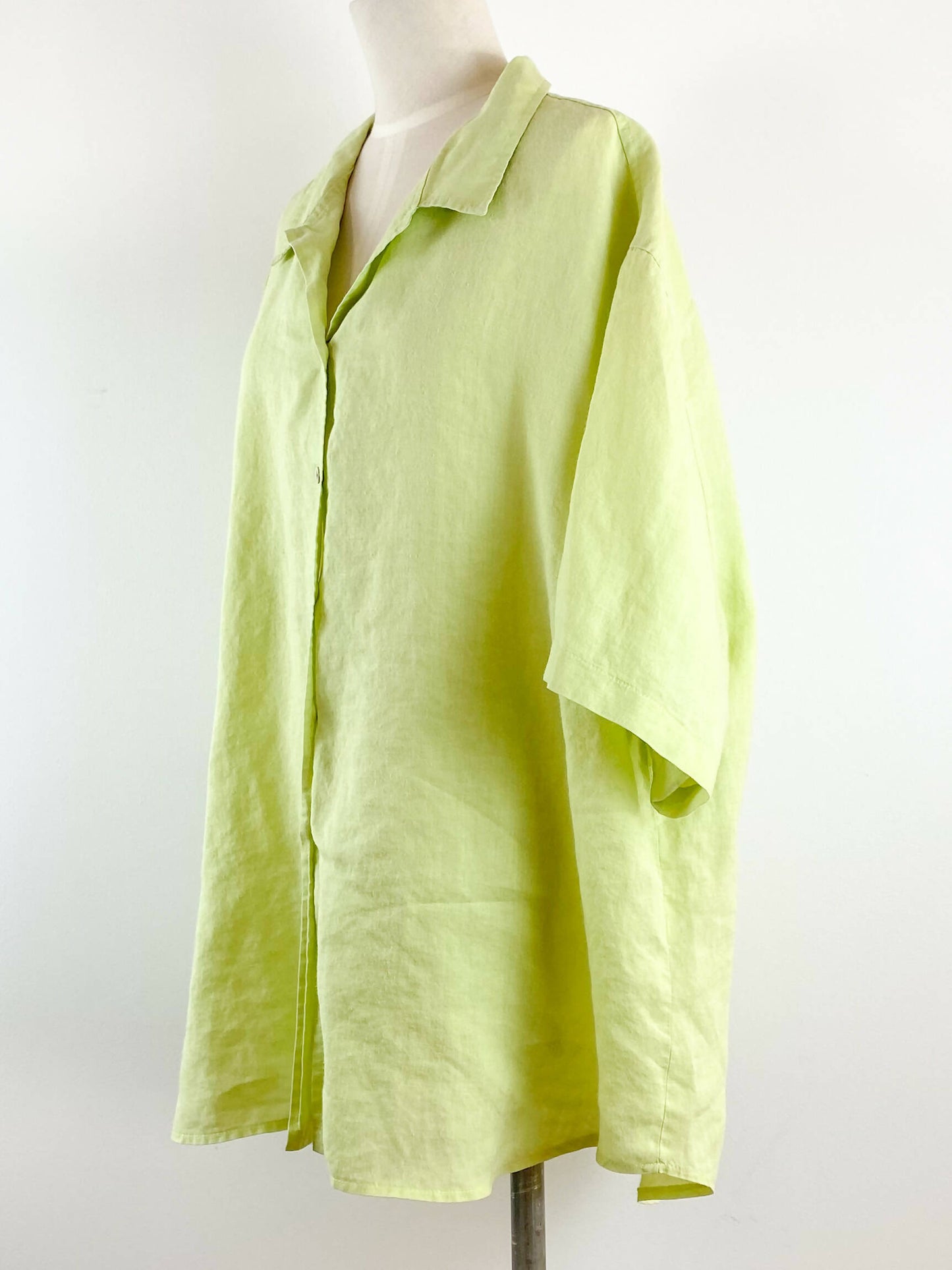 NOW Size 24 Lime-Green Ramie Shirt