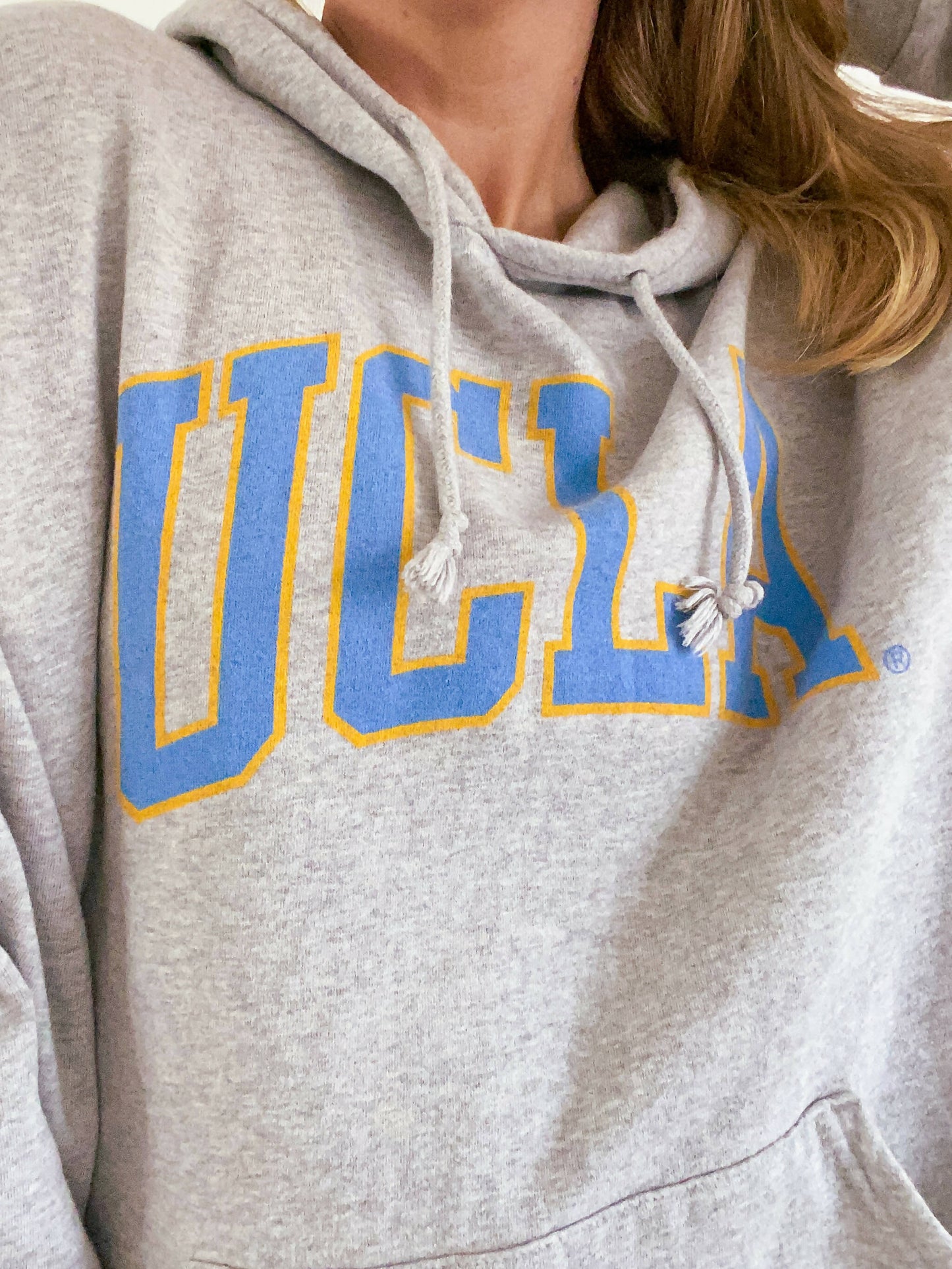 UCLA Size L Grey Marle Cotton Hoodie