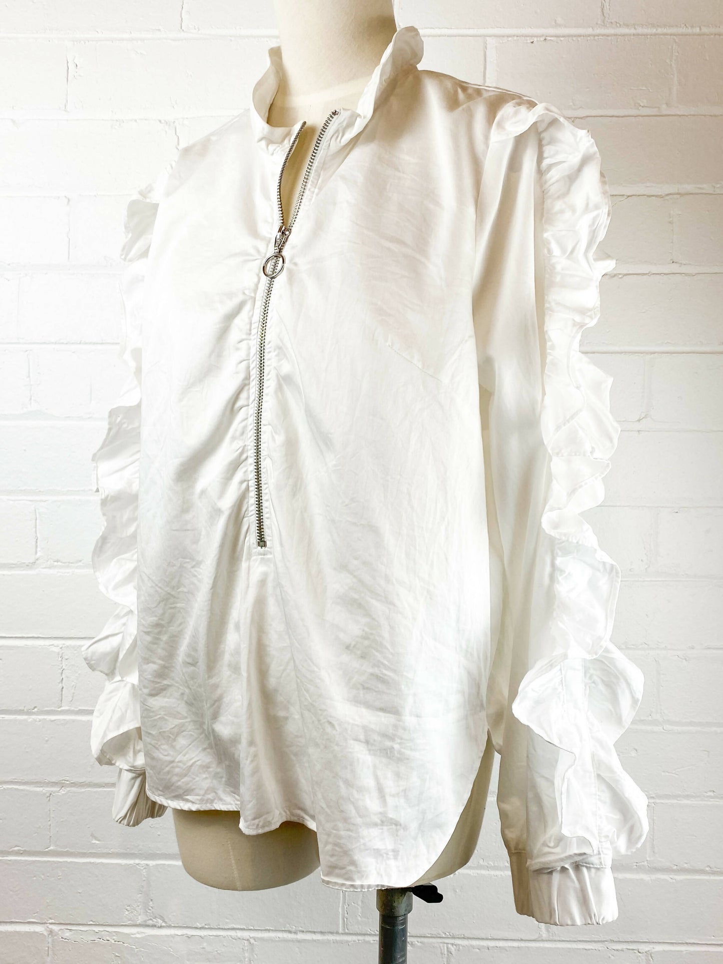 H&M Size 38 Ruffled Cotton Shirt